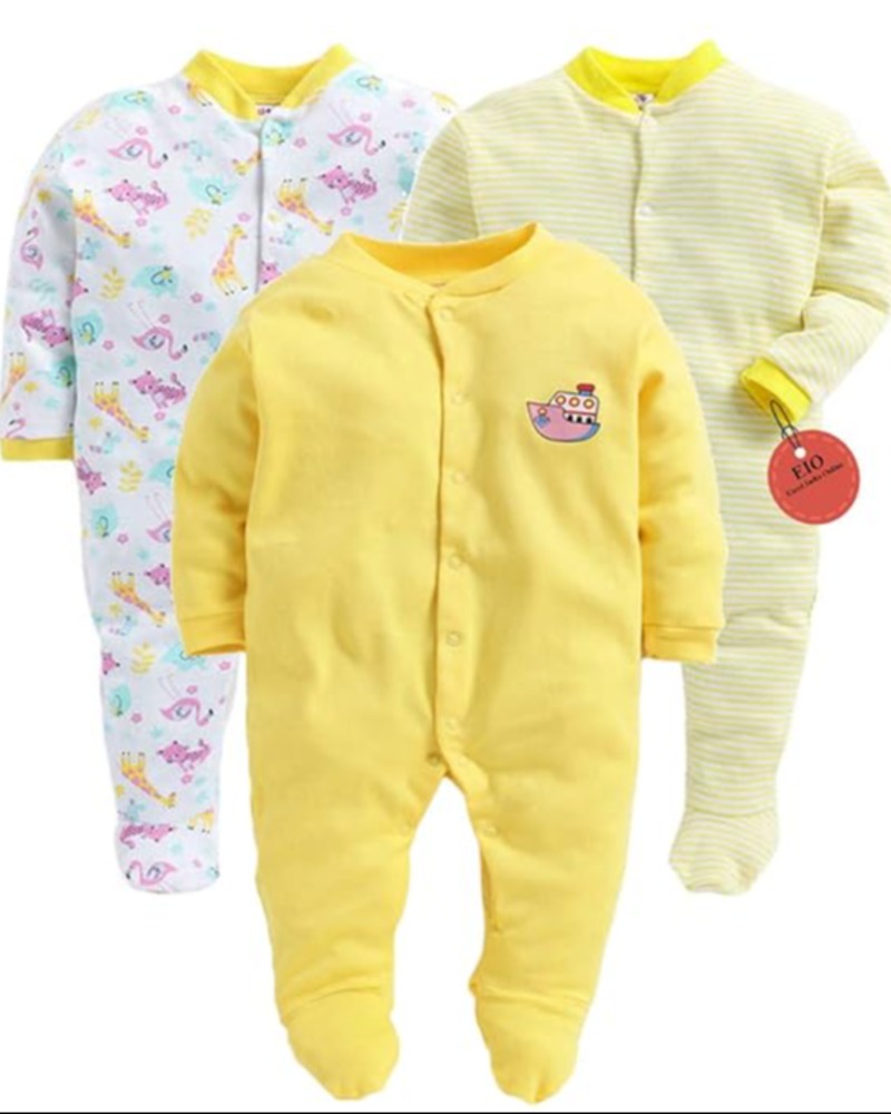 EIO® 100% Cotton Rompers Sleepsuits Jumpsuit Night Suits for Infants Newborn Baby Boys & Girls - Image 2
