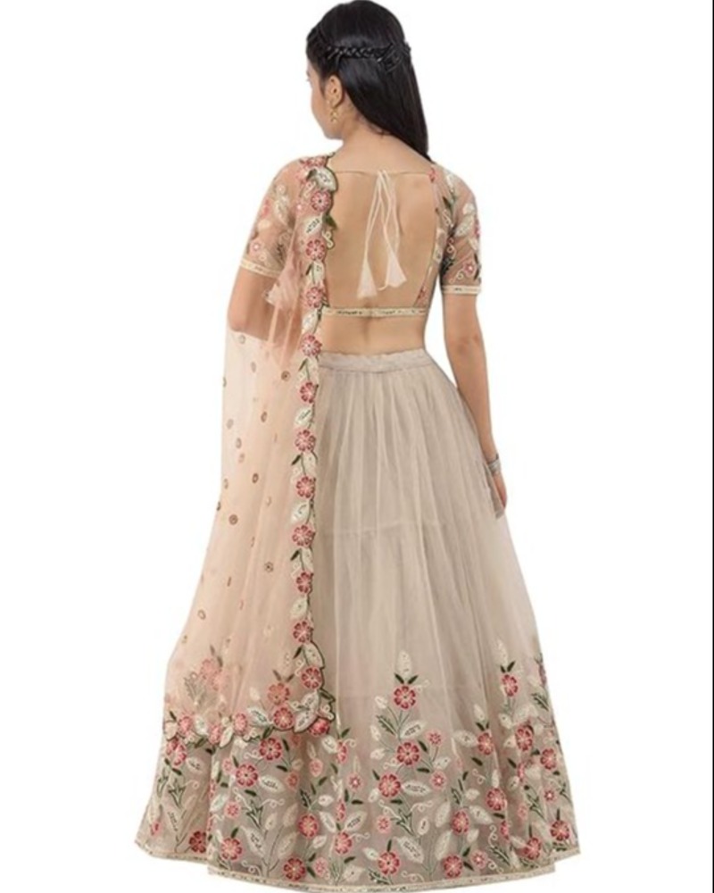 RUKHA FAB Girl's Satin Semi-Stitched Lehenga Choli - Image 2