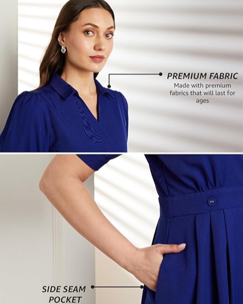 Symbol Premium Women's Fit & Flare Wrap Dress (Midi Length | Stylish | Desk-to-Dinner) (Available in Plus Sizes) - Image 4